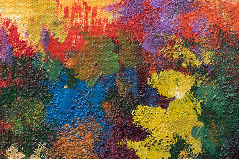 Detaljan prikaz umetničkog dela otkriva bogatu teksturu i kompoziciju pejzaža sa zalaskom sunca, šumom i poljem, Papilora.