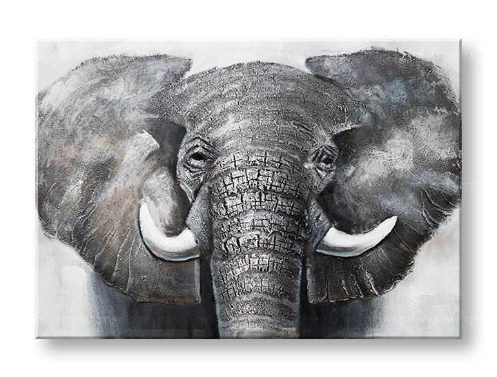 Ručno oslikana slika za zid SLON 100x70 cm – 3D perspektiva platna na drvenom ramu | 100 % original | akril na platnu ARTMIE | Papilora.sk