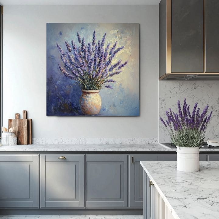 Moderan slika na platnu s motivom lavandin sen, lavanda, cveće, vaza, mirna atmosfera, priroda | Slika lavandin sen – proizvod, pogled 2