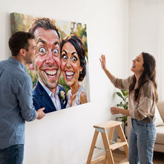 Primer slike na platnu: smešna karikatura izrađena sa fotografije