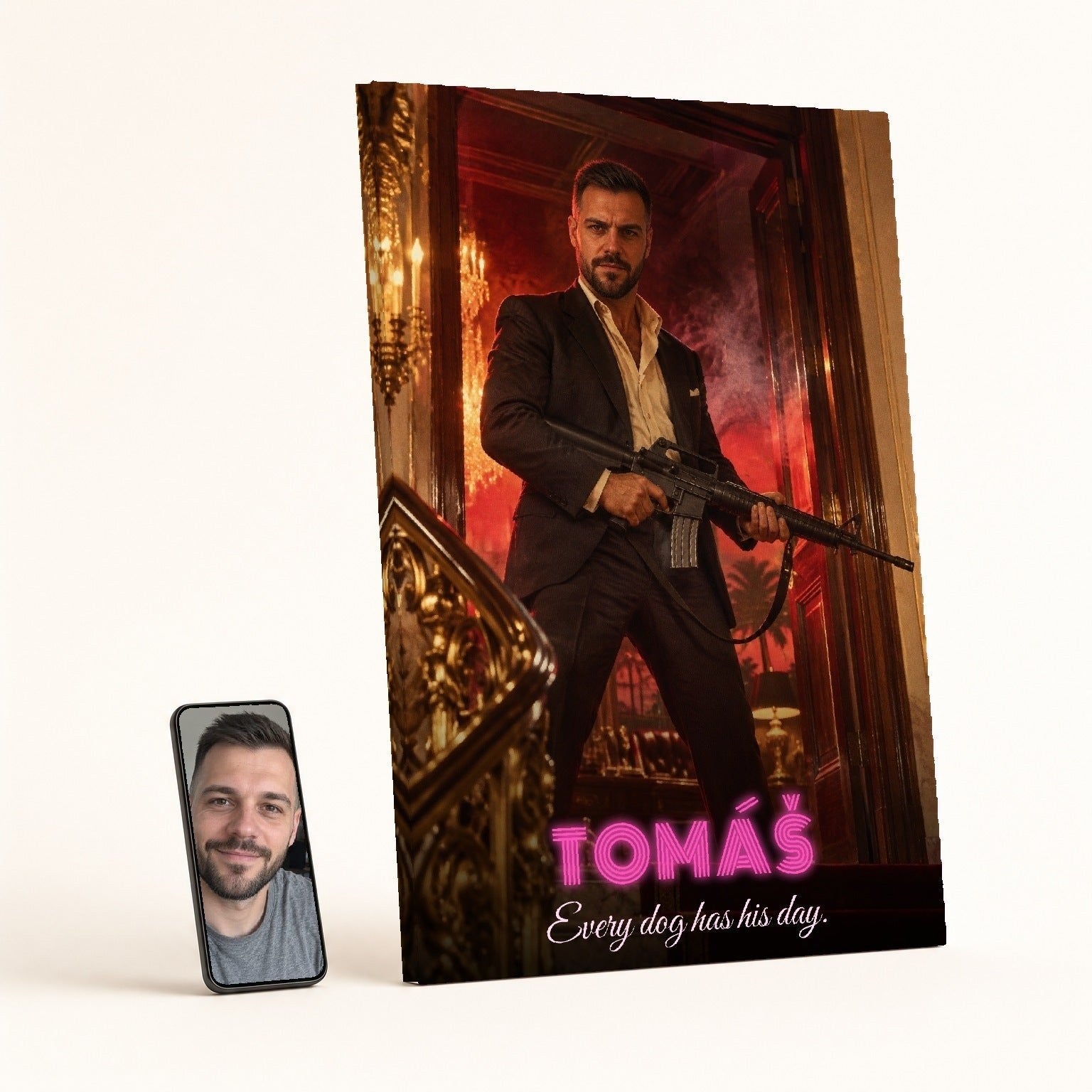 Primer personalizovane slike iz fotografije kao mafijaški bos