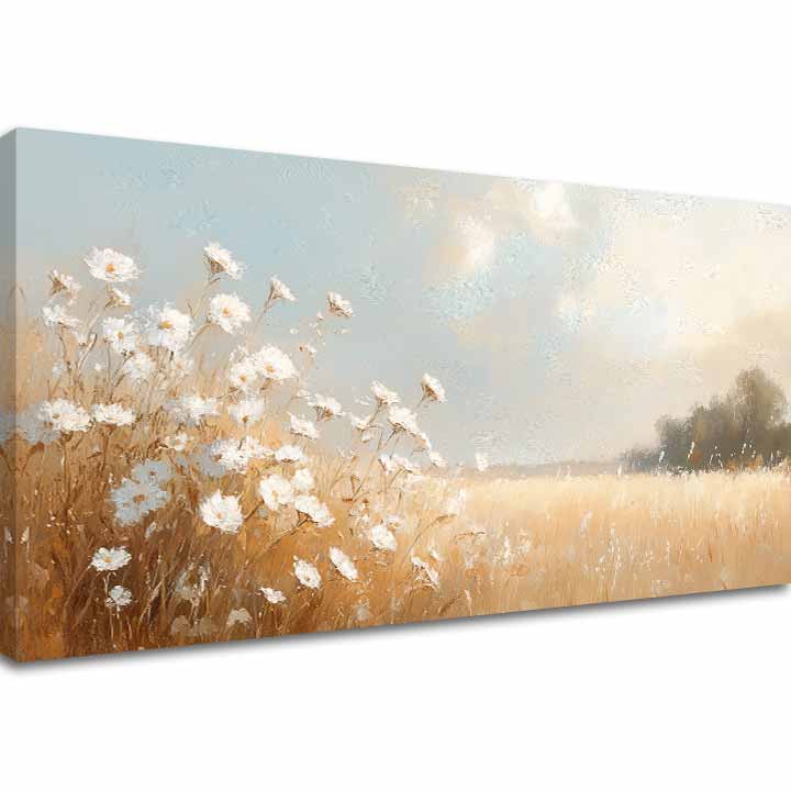 Moderan slika na platnu s motivom jemnosť letného rána, nebo u belo-žutih nijansama, mirna atmosfera, priroda i prolećna atmosfera | Slika jemnosť letného rána – glavna