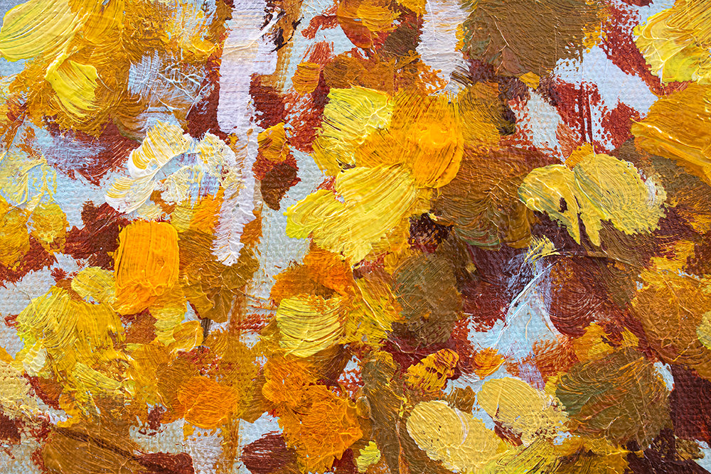 Ručno slikan slika na platnu u belo-smeđih nijansama, mirna atmosfera, priroda, pogodan za kuhinje | Slikana slika za zid DRVEĆE – proizvod