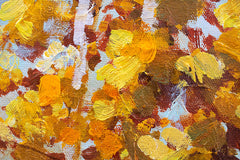 Ručno slikan slika na platnu u belo-smeđih nijansama, mirna atmosfera, priroda, pogodan za kuhinje | Slikana slika za zid DRVEĆE – proizvod