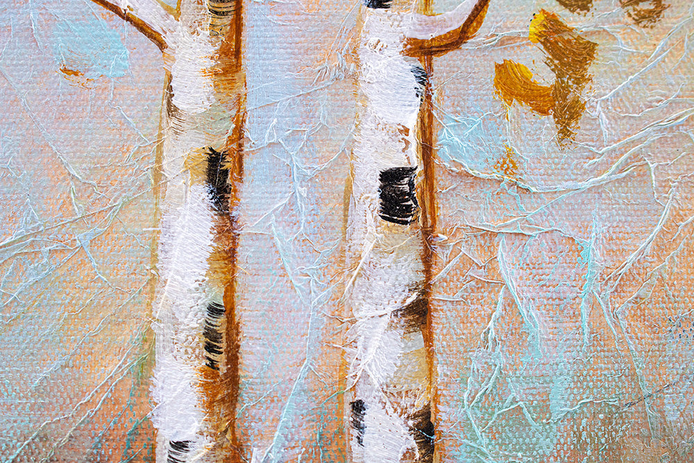 Ručno slikan slika na platnu u belo-smeđih nijansama, mirna atmosfera, priroda, pogodan za kuhinje | Slikana slika za zid DRVEĆE – proizvod, pogled 2