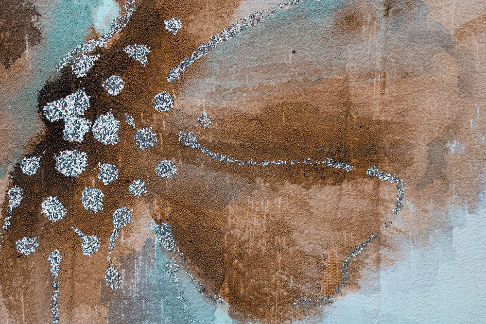 Ručno slikan slika na platnu s motivom cveće, priroda u belo-smeđih nijansama, mirna atmosfera, priroda i rast i razvoj, pogodan za spavaće sobe – proizvod, pogled 2