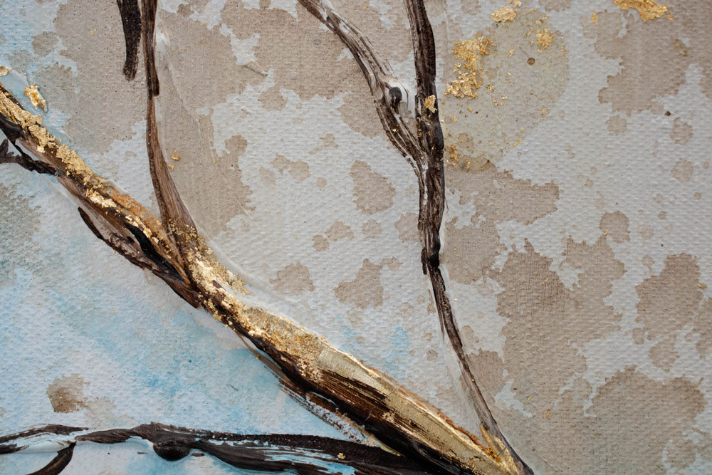 U boho stilu slika na platnu s motivom PAUN u ljubičasto-plavih nijansama, elegantna atmosfera, priroda i lepota, pogodan za spavaće sobe | Slikana slika za zid PAUN – proizvod, pogled 5