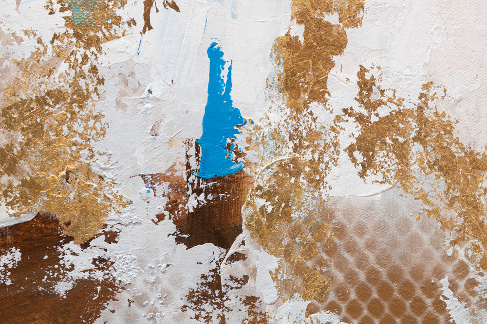 Ručno slikan slika na platnu s motivom religiozni motiv u belo-smeđih nijansama, sofisticirana atmosfera, pogodan za kancelarije | Slikana slika za zid APSTRAKT – proizvod, pogled 3