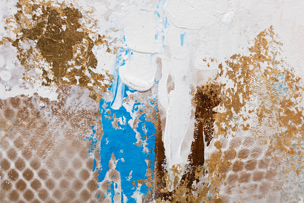 Ručno slikan slika na platnu s motivom religiozni motiv u belo-smeđih nijansama, sofisticirana atmosfera, pogodan za kancelarije | Slikana slika za zid APSTRAKT – proizvod, pogled 4