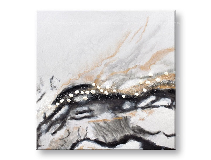 Ručno slikan slika s motivom izmaglica, pejzaž, priroda u belo-bežih nijansama | Slikana slika za zid APSTRAKT, priroda i minimalizam – pregled