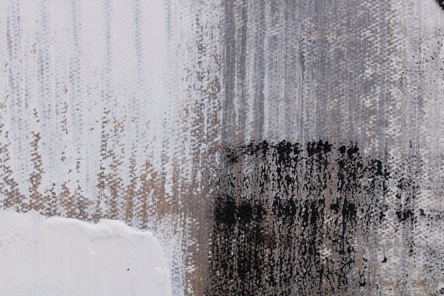 Ručno slikan slika na platnu s motivom potezi četkom u belo-sivih nijansama, sofisticirana atmosfera, pokret i minimalizam, pogodan za hodnika – proizvod, pogled 2