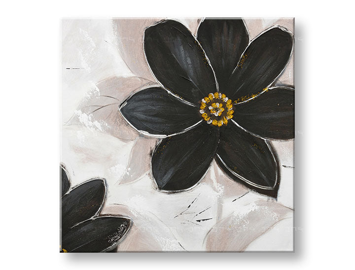 Ručno slikan slika na platnu s motivom cveće, priroda u belo-bežih nijansama, sofisticirana atmosfera, priroda i elegancija, pogodan za hodnika – glavna