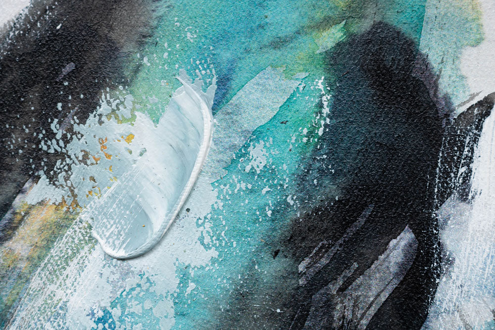 Ručno slikan slika na platnu s motivom SOVA, ptica u belo-plavih nijansama, priroda i mudrost, pogodan za dnevnog boravka | Slikana slika za zid SOVA – proizvod, pogled 3