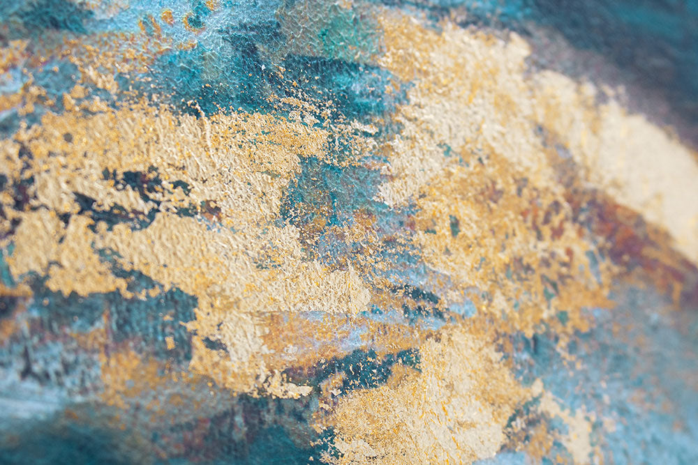 Ručno slikan slika na platnu s motivom slavna ličnost u belo-plavih nijansama, mirna atmosfera, priroda i luksuzan utisak, pogodan za kancelarije – proizvod