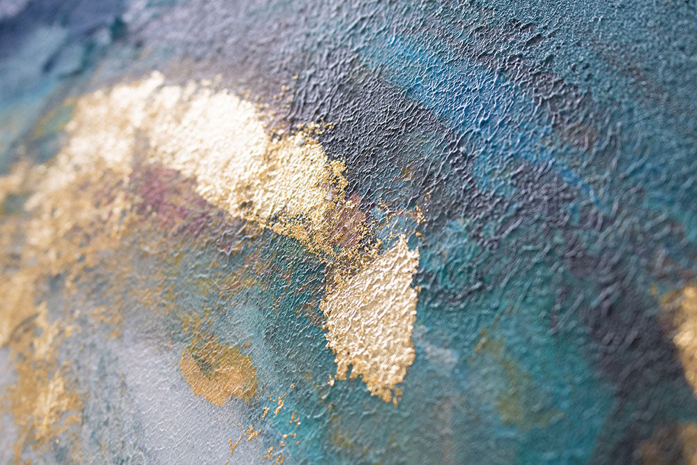 Ručno slikan slika na platnu s motivom slavna ličnost u belo-plavih nijansama, mirna atmosfera, priroda i luksuzan utisak, pogodan za kancelarije – proizvod, pogled 3