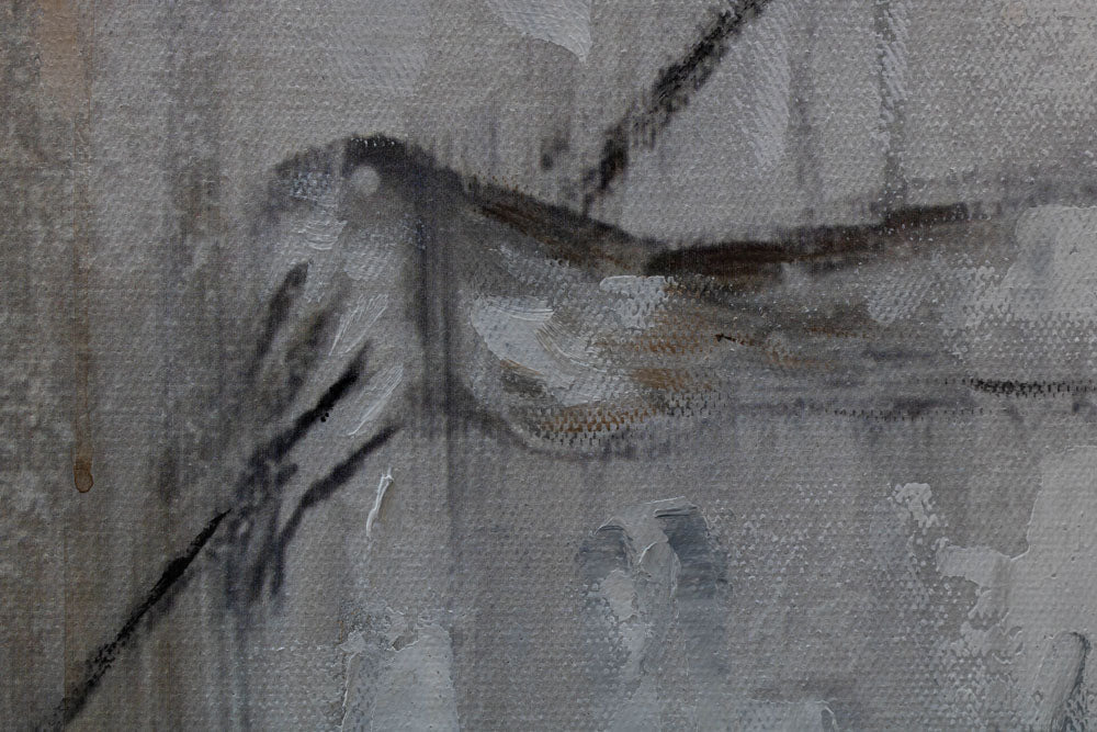 Ručno slikan slika na platnu s motivom HUSLISTKA, violina, plesačica, muzički motiv, priroda u belo-bežih nijansama, elegantna atmosfera – proizvod, pogled 3