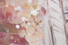 Ručno slikan slika na platnu s motivom PARIZ, Ajfelov toranj, cvet trešnje, kiša, gradski motiv u ružičasto-crvenih nijansama, pogodan za spavaće sobe – proizvod