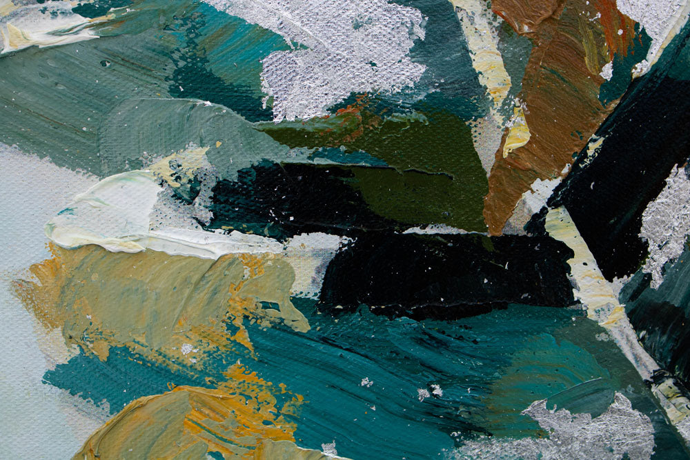 Ručno slikan slika na platnu s motivom LIŠĆE, priroda u belo-sivih nijansama, mirna atmosfera, priroda i rast i razvoj, pogodan za hodnika – proizvod, pogled 3