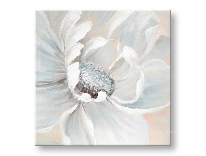 Ručno slikan slika s motivom cvet, cveće, priroda u belo-bežih nijansama | Slikana slika za zid CVEĆE, priroda i rast i razvoj – pregled