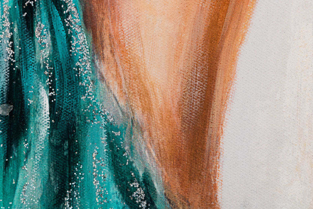 Ručno slikan slika na platnu s motivom ŽENA u bež-smeđih nijansama, elegantna atmosfera, elegancija i lepota, pogodan za spavaće sobe | Slikana slika za zid ŽENA – proizvod, pogled 3