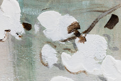 Ručno slikan slika na platnu u belo-bežih nijansama, mirna atmosfera, prolećna atmosfera i priroda, pogodan za hodnika | Slikana slika za zid CVEĆE – proizvod, pogled 2