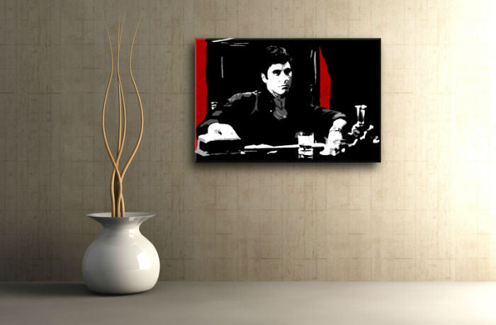 Ručno slikan slika na platnu s motivom AL PACINO u crno-belih nijansama, intenzivna atmosfera, filmski svet i ikonografija | Ručno slikan POP Art slika AL PACINO – glavna