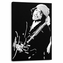 Ručno oslikana POP art slika Boba Dilana, 1 deo, bd – 3D визуелизација ручно осликаног платна на белој позадини. Доминантне боје: црна, бела, сива.