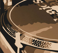 Ručno slikan slika na platnu s motivom DJ u smeđih nijansama, nostalgična atmosfera, muzička istorija | Ručno slikan POP Art slika DJ – proizvod, pogled 2