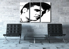 Ručno slikan slika na platnu s motivom ELVIS u crno-belih nijansama, odvažna atmosfera, rock and roll i muzička istorija | Ručno slikan POP Art slika ELVIS – glavna