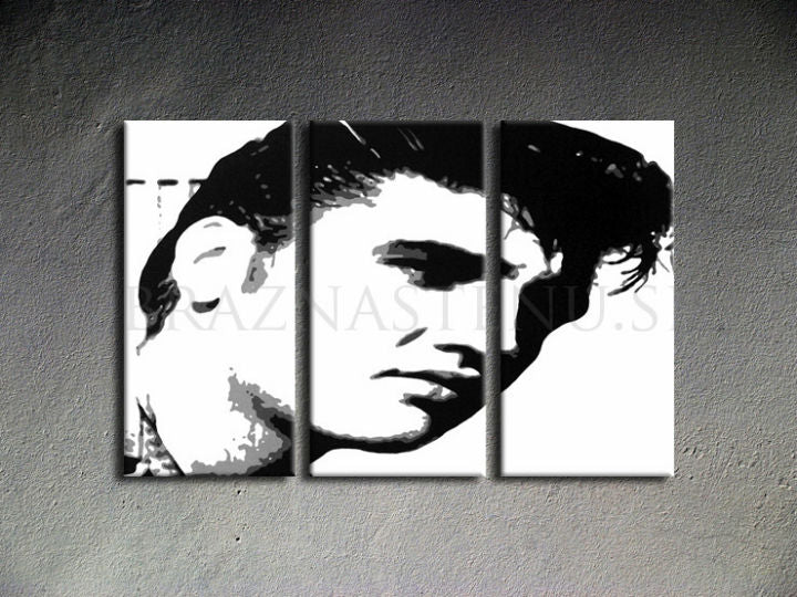 Ručno slikan slika na platnu s motivom ELVIS u crno-belih nijansama, odvažna atmosfera, rock and roll i muzička istorija | Ručno slikan POP Art slika ELVIS – proizvod