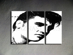 Ručno slikan slika na platnu s motivom ELVIS u crno-belih nijansama, odvažna atmosfera, rock and roll i muzička istorija | Ručno slikan POP Art slika ELVIS – proizvod