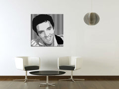 Pop art slika s motivom Elvis Presley, priroda u belo-sivih nijansama | Ručno slikan POP Art slika Elvis Presley, rock and roll i slava – pregled
