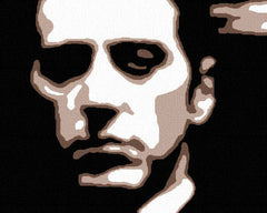 Ručno slikan slika na platnu s motivom GODFATHER u crno-belih nijansama, dramatična atmosfera, minimalizam | Ručno slikan POP Art slika GODFATHER – proizvod, pogled 2