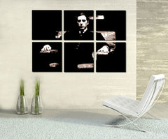 Ručno slikan slika na platnu s motivom GODFATHER u crno-belih nijansama, dramatična atmosfera, minimalizam | Ručno slikan POP Art slika GODFATHER – glavna