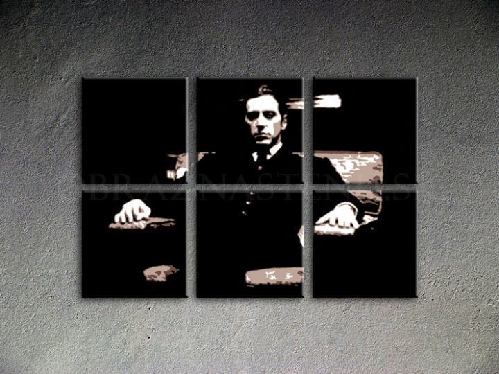 Ručno slikan slika na platnu s motivom GODFATHER u crno-belih nijansama, dramatična atmosfera, minimalizam | Ručno slikan POP Art slika GODFATHER – proizvod