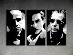 Ručno slikan slika na platnu s motivom GODFATHER u crno-belih nijansama, dramatična atmosfera, minimalizam | Ručno slikan POP Art slika GODFATHER – proizvod [YOBPPGOD2-120X80-24H]