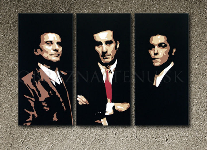 Ručno slikan slika na platnu s motivom Goodfellas u crno-belih nijansama, snaga i moć i filmski svet | Ručno slikan POP Art slika Goodfellas – proizvod