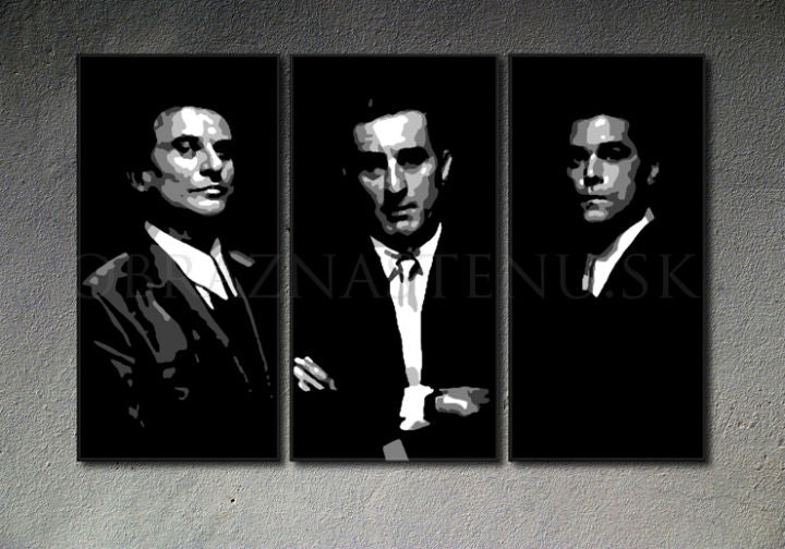 Ručno slikan slika na platnu s motivom Goodfellas, muškarac u odelu u crno-belih nijansama, dramatična atmosfera, tajna | Ručno slikan POP Art slika Goodfellas – proizvod