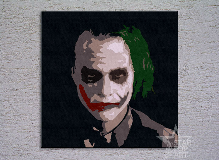 Ručno slikan slika na platnu s motivom JOKER u crnih nijansama, filmski svet | Ručno slikan POP Art slika JOKER – proizvod