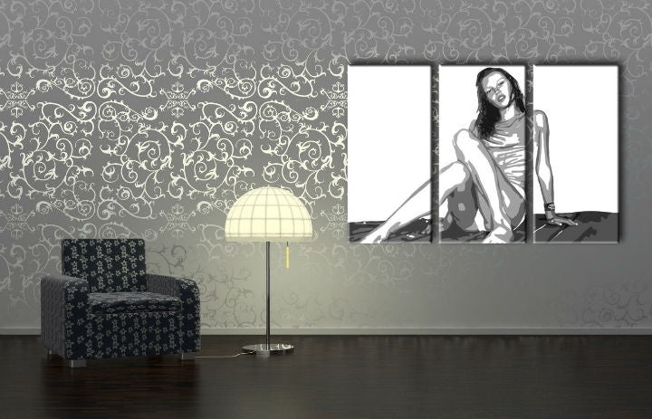 Pop art slika s motivom Kate Moss, priroda u belo-crnih nijansama | Ručno slikan POP Art slika Kate Moss, lepota – pregled
