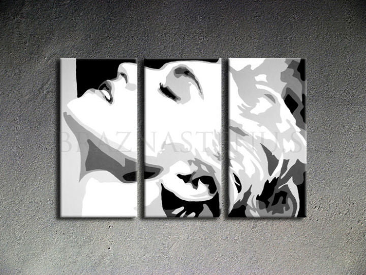 Ručno slikan slika na platnu s motivom MADONNA u belo-crnih nijansama, dramatična atmosfera, holivudski glamur i slava | Ručno slikan POP Art slika MADONNA – proizvod