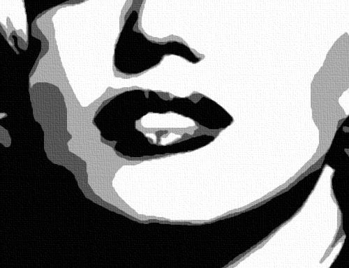 Ručno slikan slika na platnu s motivom Marilyn Monroe u crno-belih nijansama, dramatična atmosfera, slava i ikonografija | Ručno slikan POP Art slika Marilyn Monroe – proizvod, pogled 2
