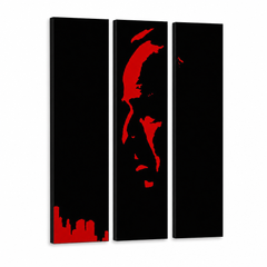 Ručno oslikana POP art slika Marlon Brando 3 dela bez glutena – 3D визуелизација ручно осликаног платна на белој позадини. Доминантне боје: црна, црвена.