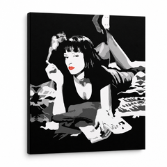 Ručno oslikana POP art slika PULP FIKCIJA 1 komad pulp6 – 3D визуелизација ручно осликаног платна на белој позадини. Доминантне боје: црна, бела, црвена.