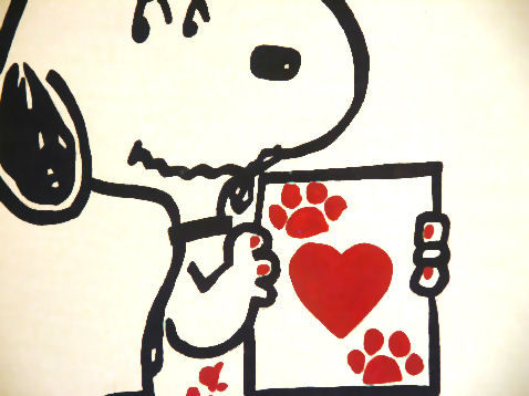 Ručno slikan slika na platnu s motivom SNOOPY, srce u belo-crnih nijansama, razigrana atmosfera, ljubav i nostalgija | Ručno slikan POP Art slika SNOOPY – proizvod, pogled 2