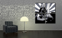 Ručno slikan slika na platnu u crno-belih nijansama | Ru��ne slikan POP Art slika STAR WARS, pop kultura i ikonografija – pregled