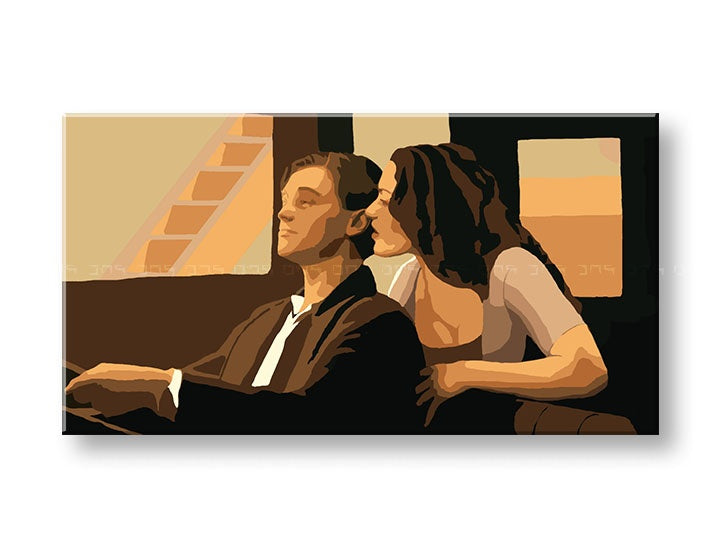 Pop art slika s motivom TITANIC u bež-smeđih nijansama | Ručno slikan POP Art slika TITANIC, ljubav i filmski svet – pregled