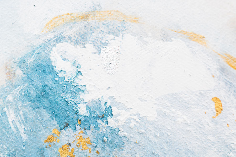 Ručno slikan slika na platnu s motivom cvet, cveće, priroda u belo-plavih nijansama, mirna atmosfera, priroda i prolećna atmosfera, pogodan za dnevnog boravka – proizvod, pogled 3
