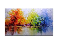 Ručno oslikana zidna umetnost STROMI 130 x 70 cm