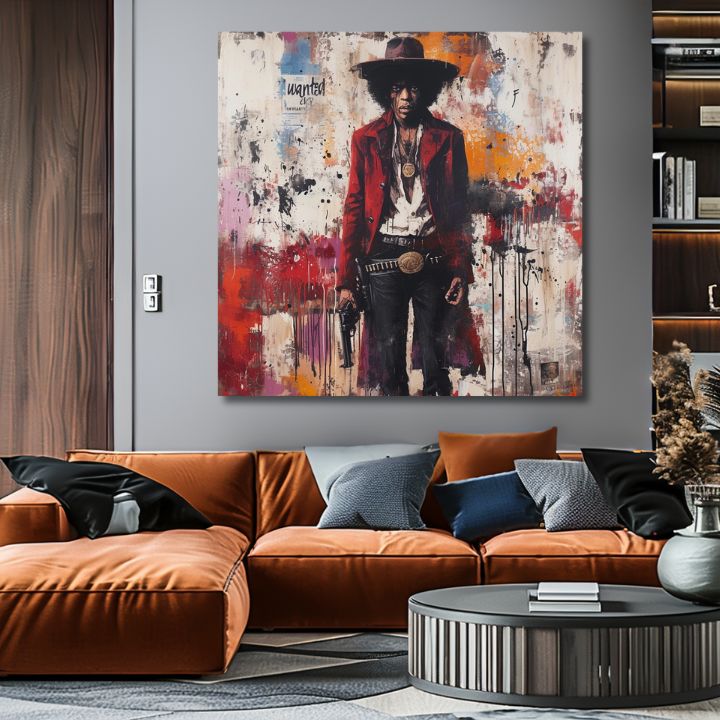 Slika Jimi Hendrix u enterijeru – deo seta Rock Legends. Moderni set od 3 slike za vaš dom.